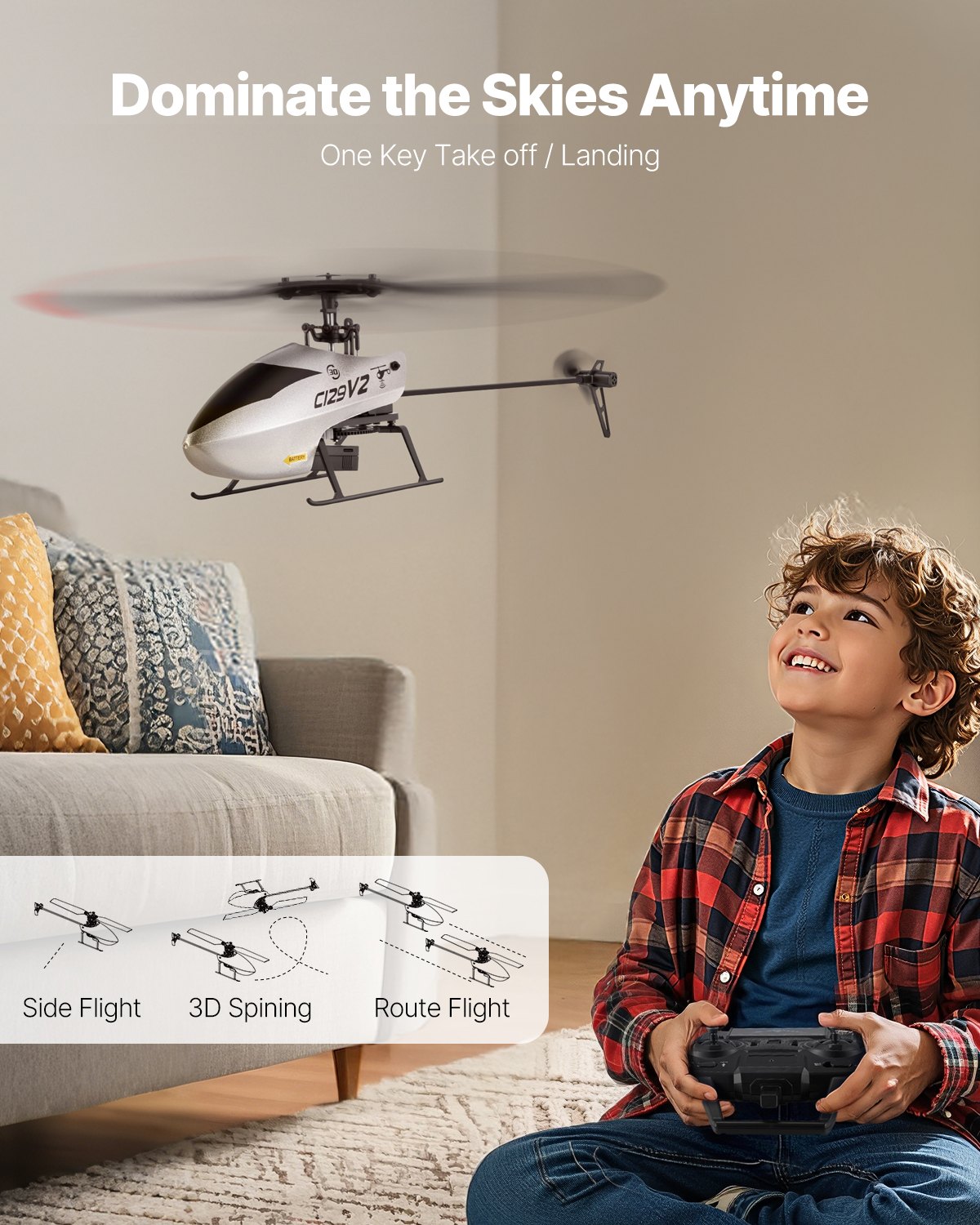 C129VZ RC Helicopter 4 Channel Remote Control Aircraft Toy 39 Min Flight Kids Present