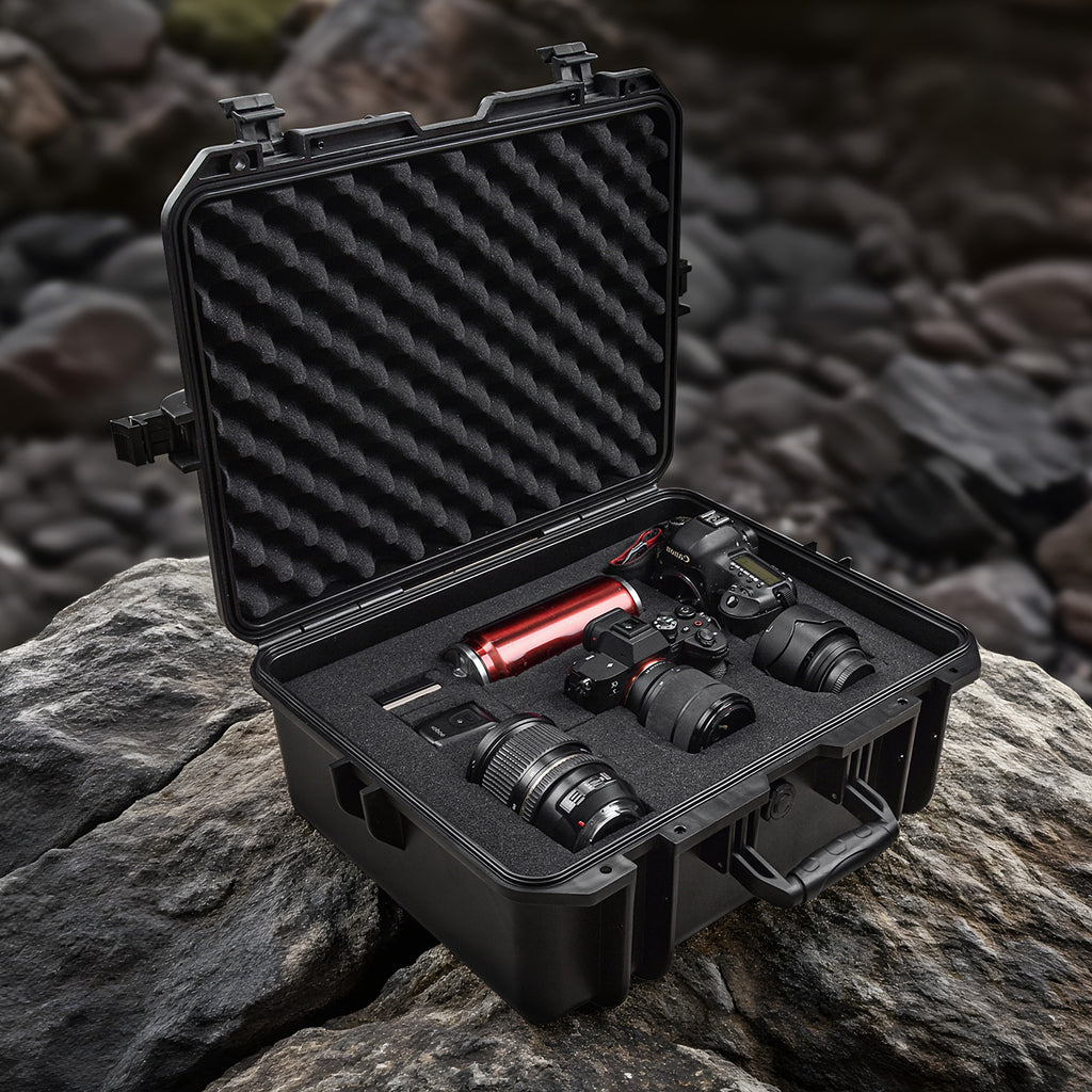 18.9x16.5x8.7 Inch Hard Case, Portable Weather Waterproof Protective Drone Case With Customizable Foam,to Fit your Drones, Black, Upgraded