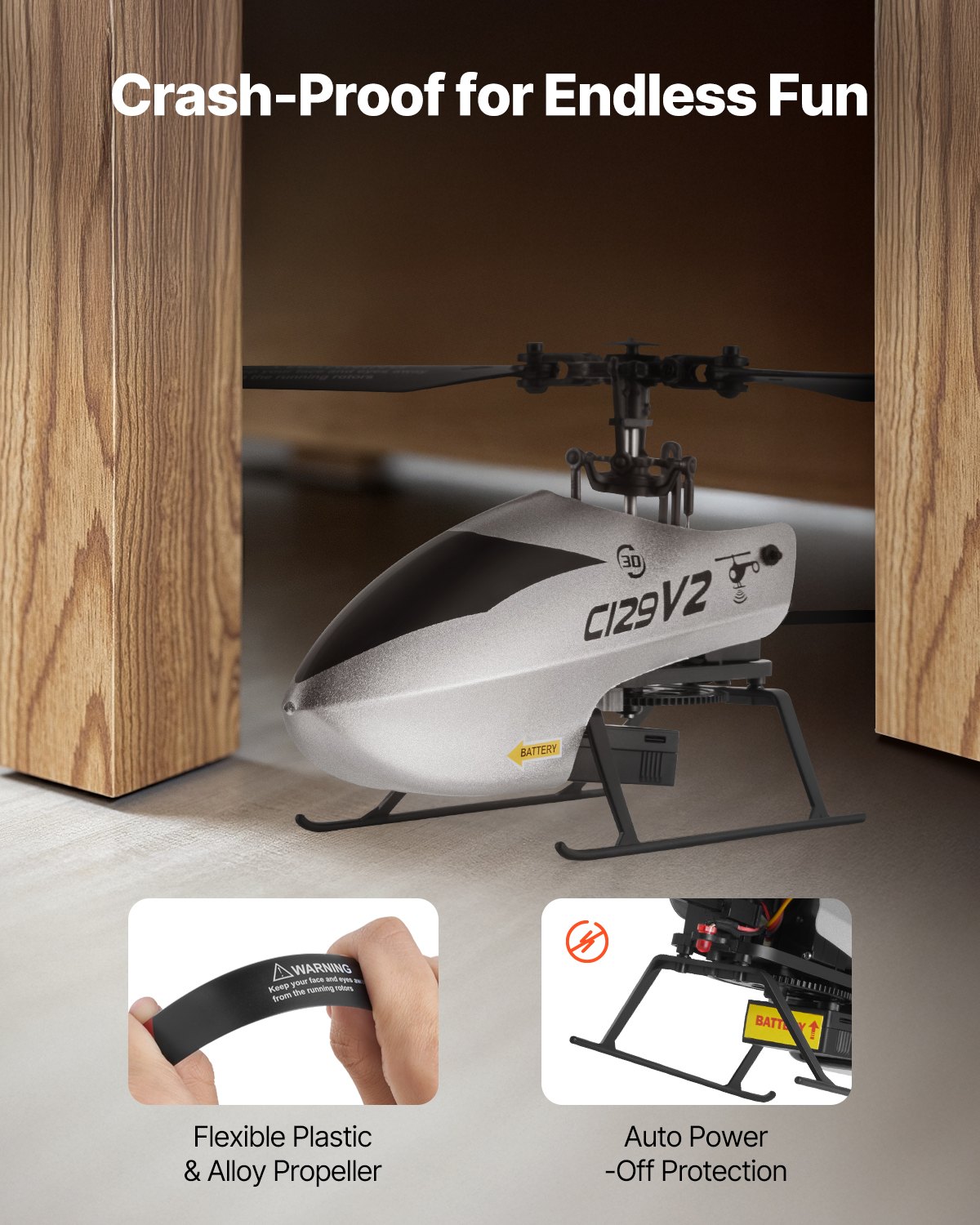 C129VZ RC Helicopter 4 Channel Remote Control Aircraft Toy 39 Min Flight Kids Present